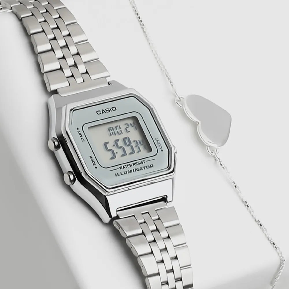 Casio Vintage Digital Silver Women's Watch | LA680WA - 7DF | TIME Watches