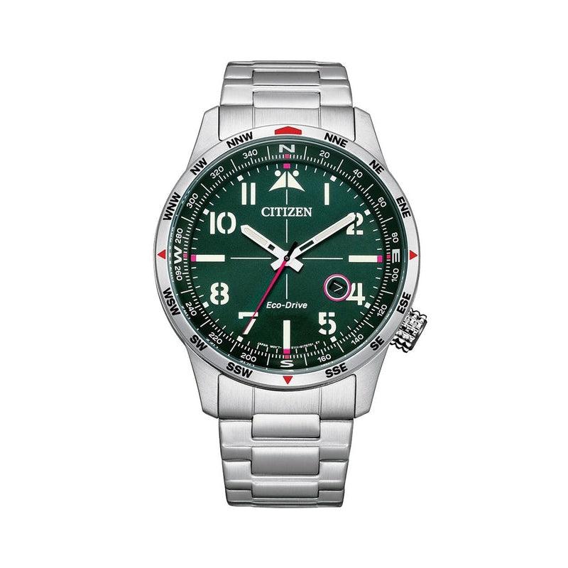 Citizen Eco-Drive Aviator-style Green Dial Stainless Steel Watch | Time Watch Specialists