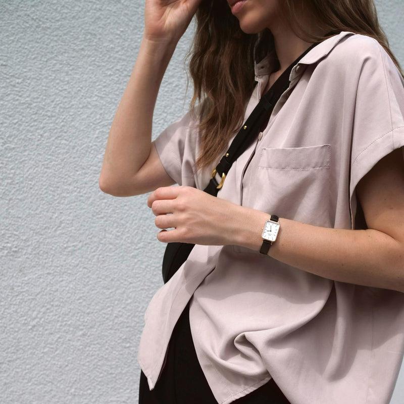 Daniel Wellington Quadro Pressed Sheffield Black Leather Woman's Watch | DW00100450 | Time Watch Specialists