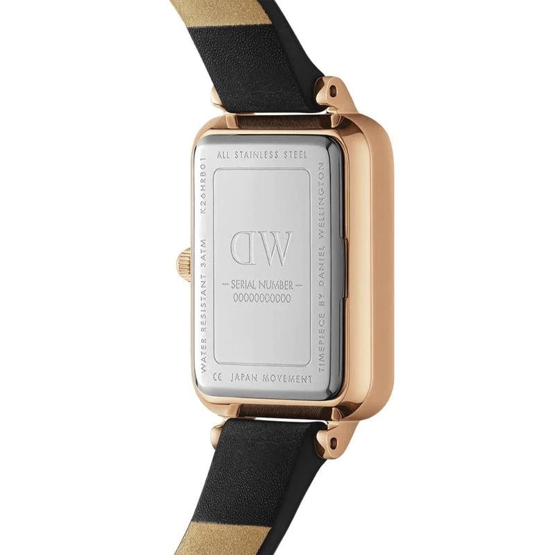 Daniel Wellington Quadro Pressed Sheffield Black Leather Woman's Watch | DW00100450 | Time Watch Specialists