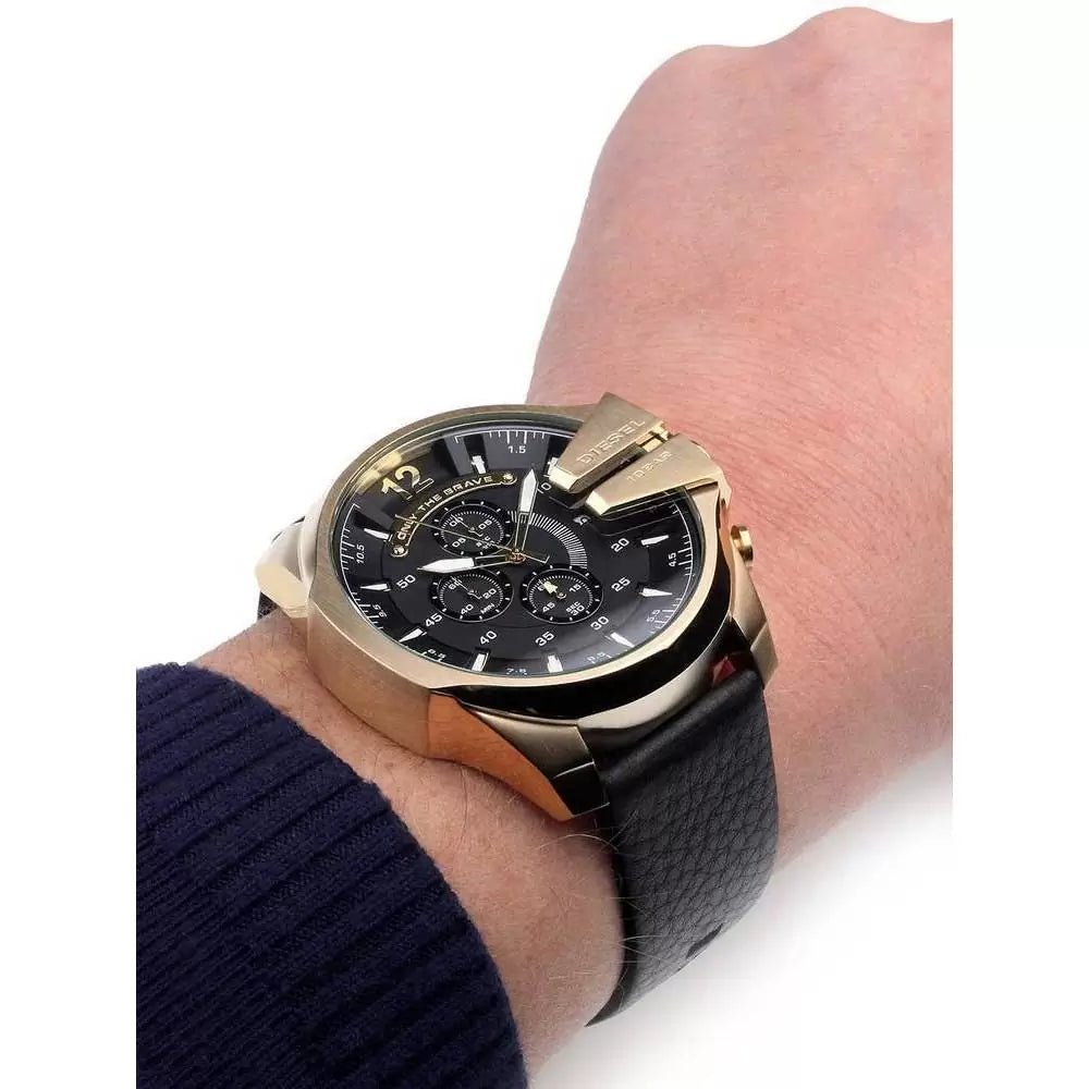 Diesel Mega Chief Gold Round Leather Men's Watch | DZ4344 | TIME Watches