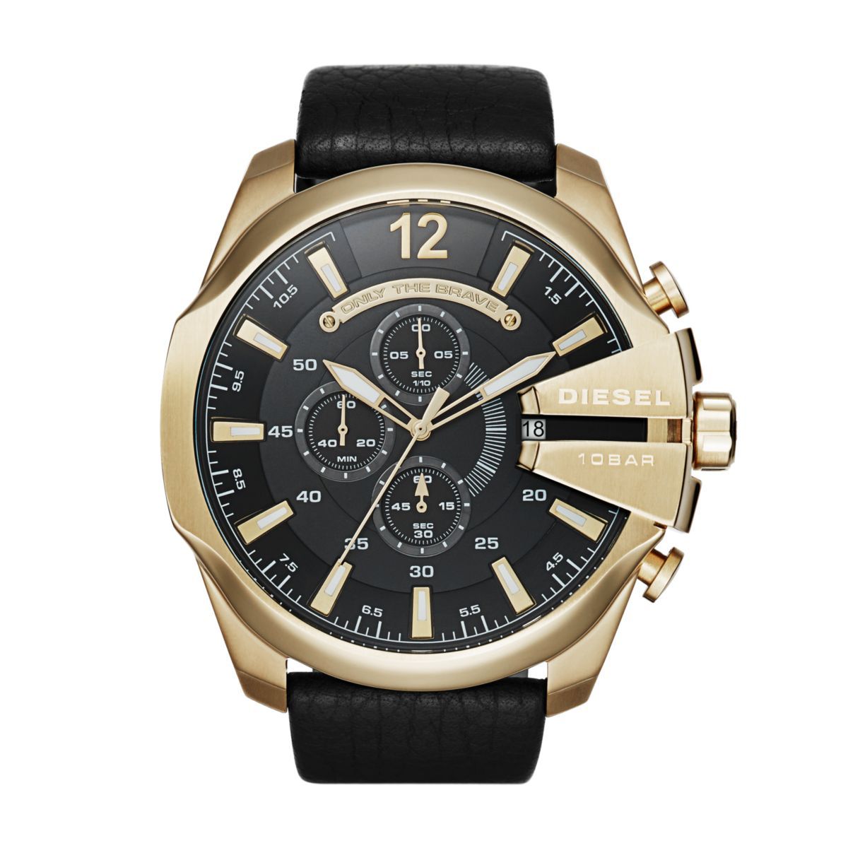 Diesel Mega Chief Gold Round Leather Men's Watch | DZ4344 | TIME Watches