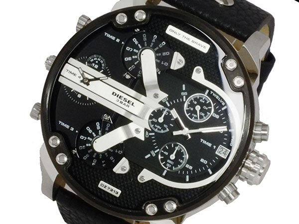 Diesel Men's Mr. Daddy 2.0 Silver Round Leather Watch - DZ7313 | Time Watch Specialists