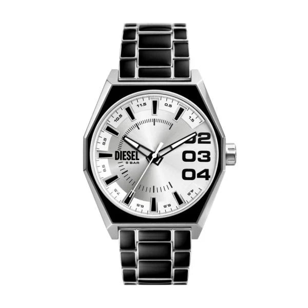 Diesel Scraper Three-Hand, Black Lacquer and Stainless Steel Men's Watch | DZ2195 | Time Watch Specialists