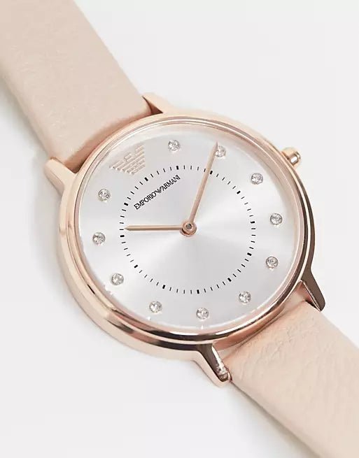Emporio Armani Kappa Rose Gold Round Leather Women's Watch - AR2510 | Time Watch Specialists