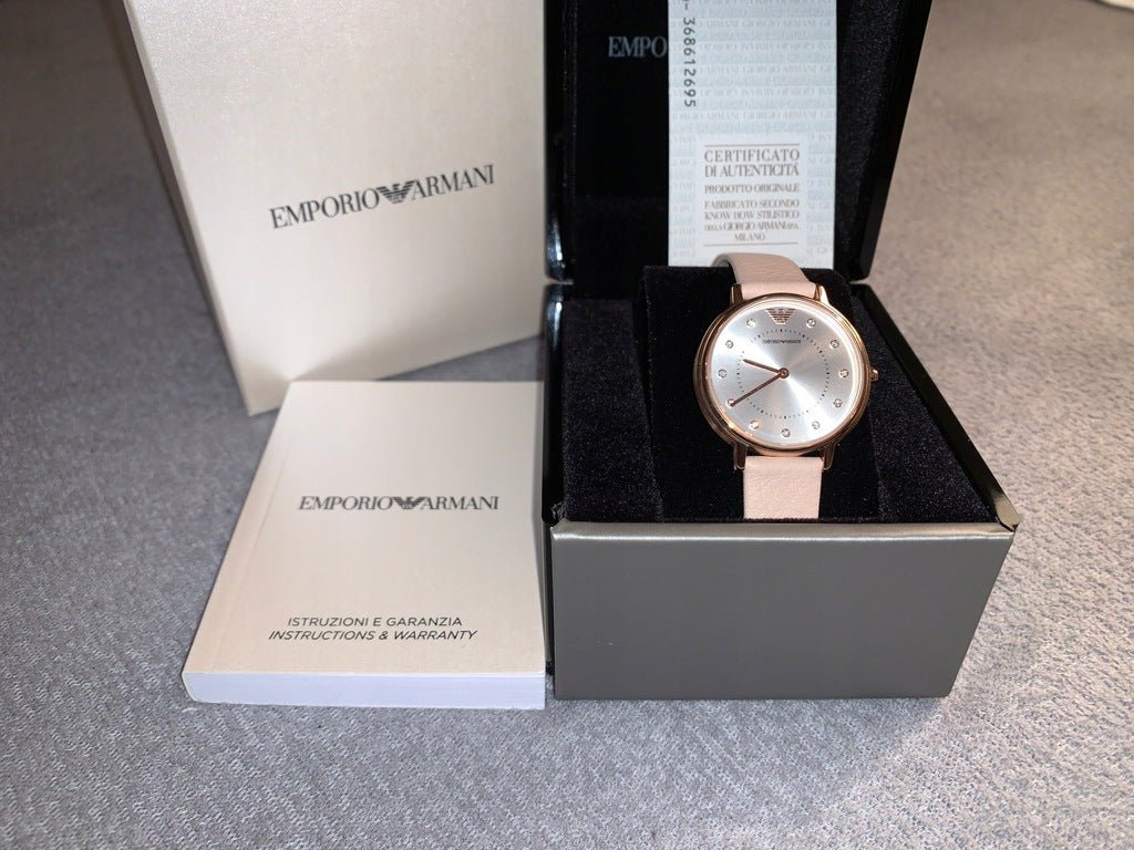 Emporio Armani Kappa Rose Gold Round Leather Women's Watch - AR2510 | Time Watch Specialists