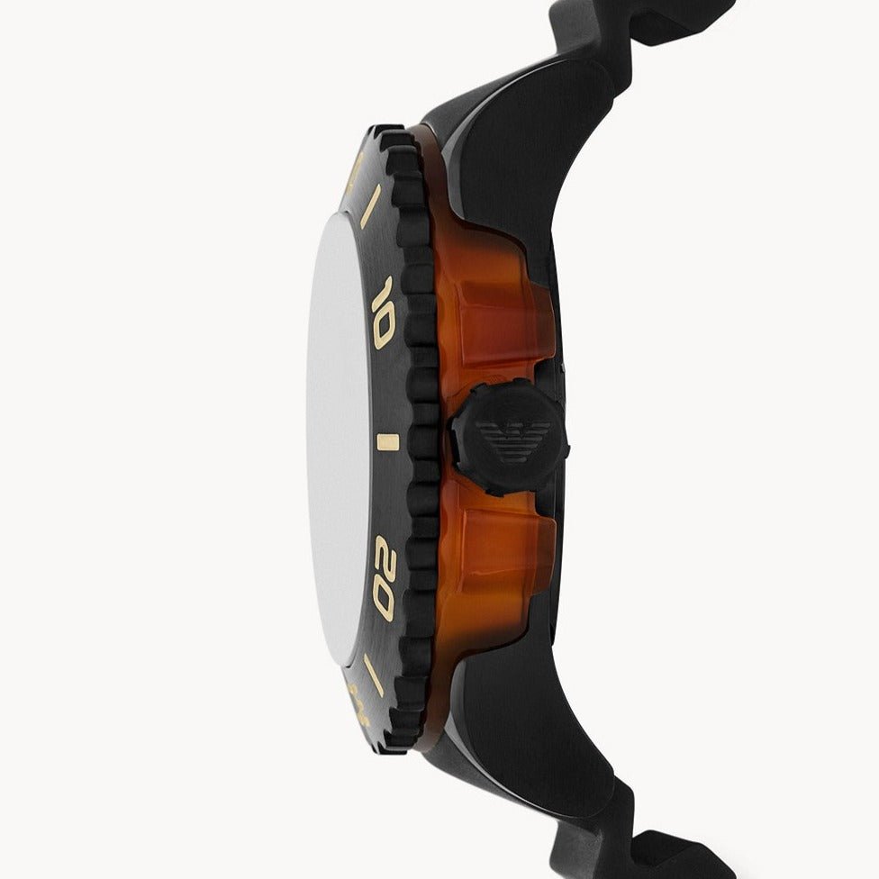 Emporio Armani Three-Hand Date Black Polyurethane Band Men's Watch | AR11539 | Time Watch Specialists