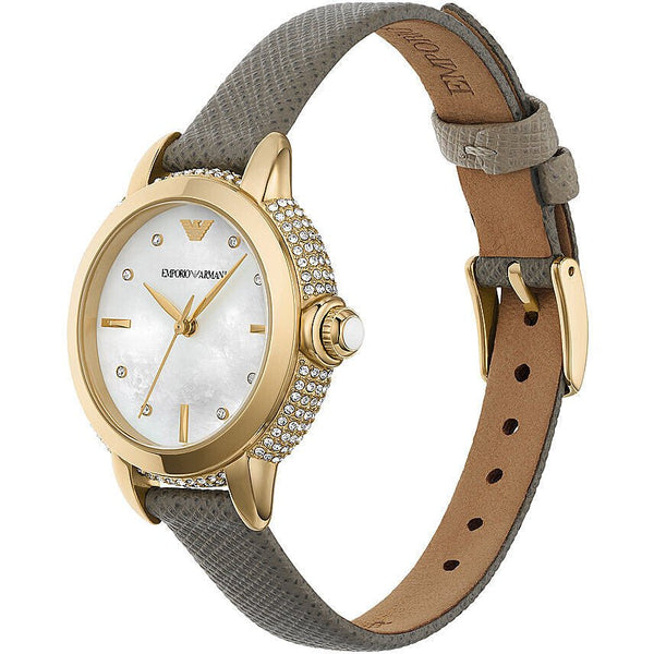 Emporio Armani Three-Hand Taupe Leather Women's Watch | AR11526