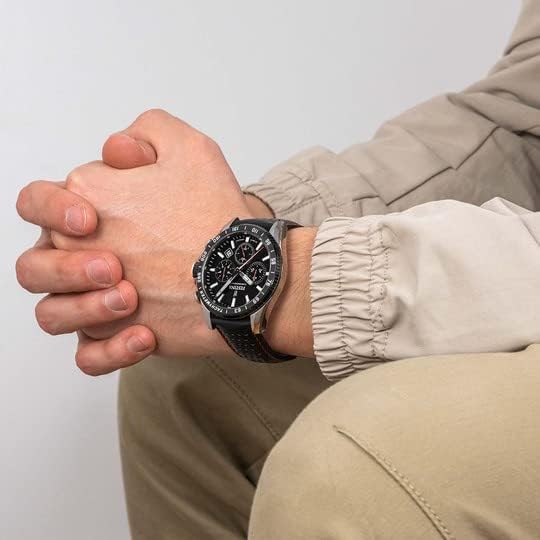 Festina Timeless Chronograph Black Dial Black Leather Red Stitching Men's Watch | F20561/4