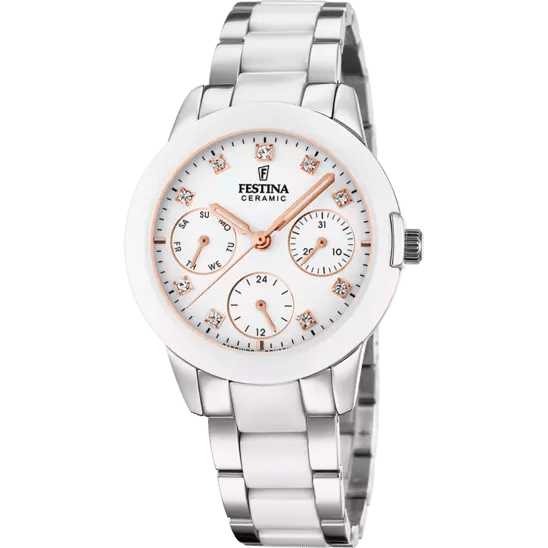 Festina Ceramic White Stainless Steel Woman's Watch | F20497/1 | Time Watch Specialists