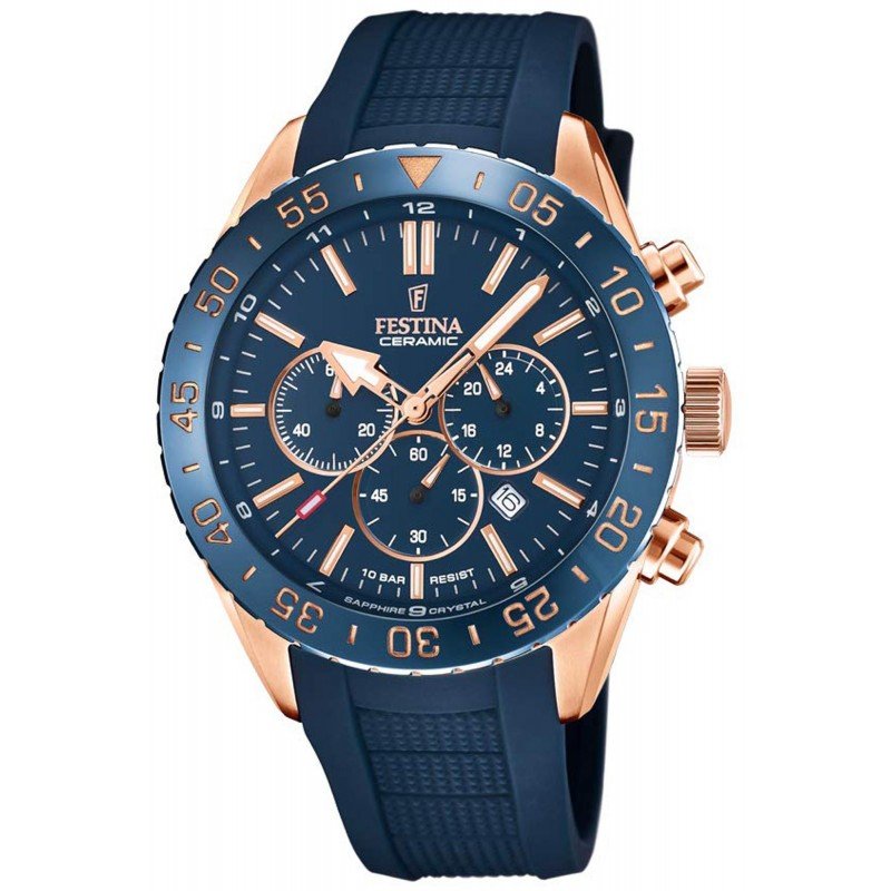 Festina Chronograph Ceramic Bezel Men's Watch | F20516/1 | Time Watch Specialists