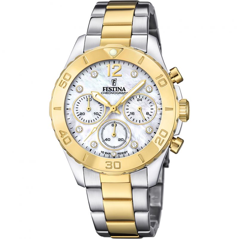 Festina Gold-Plated Chronograph Woman's Watch | F20604/1 | Time Watch Specialists