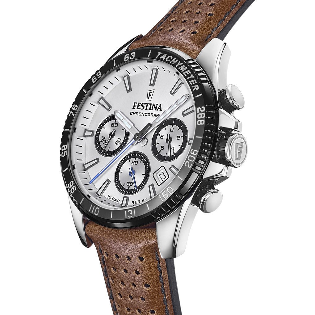 Festina Timeless Chronograph Brown Genuine Leather Men's Watch | F20561/1 | Time Watch Specialists