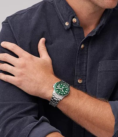 Fossil Blue Dive Three-Hand Date Stainless Steel Men's Watch | FS6033 | Time Watch Specialists