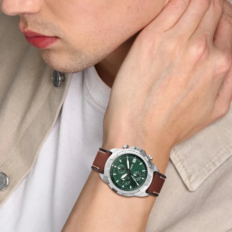 Fossil Bronson Chronograph Brown Eco Leather Men's Watch | FS5898 | TIME Watches