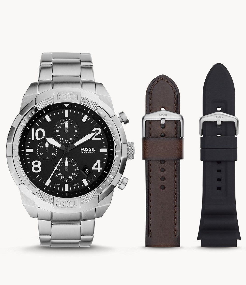 Fossil Bronson Chronograph Stainless Steel Interchangeable Strap Men's Watch | FS5968SET | TIME Watches