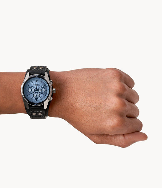 Fossil Coachman Silver/Steel Round Leather Men's Watch | CH2564