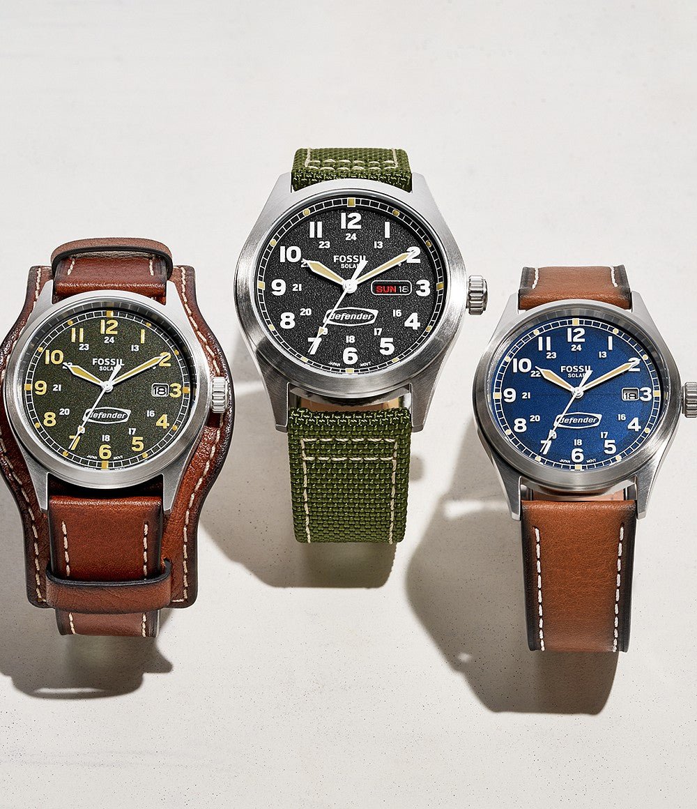 Fossil Defender Solar - Powered Luggage LiteHide™ Leather Men's Watch | FS5975 | TIME Watches