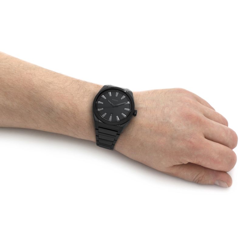 Fossil Everett Three-Hand Date Black Stainless Steel Men's Watch - FS5824 | Time Watch Specialists