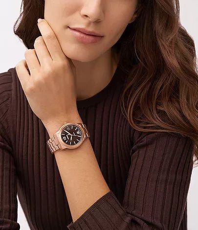 Fossil Heritage Automatic Rose Gold-Tone Stainless Steel Unisex Watch | ME3258 | Time Watch Specialists
