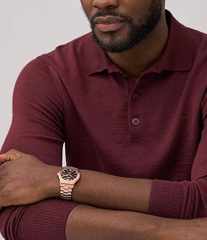 Fossil Heritage Automatic Rose Gold-Tone Stainless Steel Unisex Watch | ME3258 | Time Watch Specialists