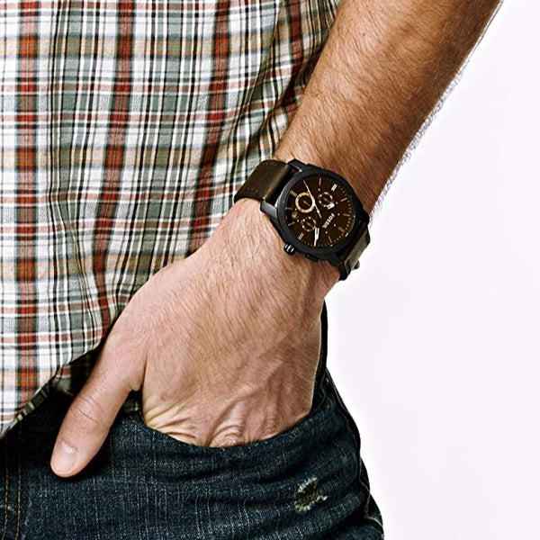 Buy Fossil Machine Black Round Leather Men s Watch FS4656IE