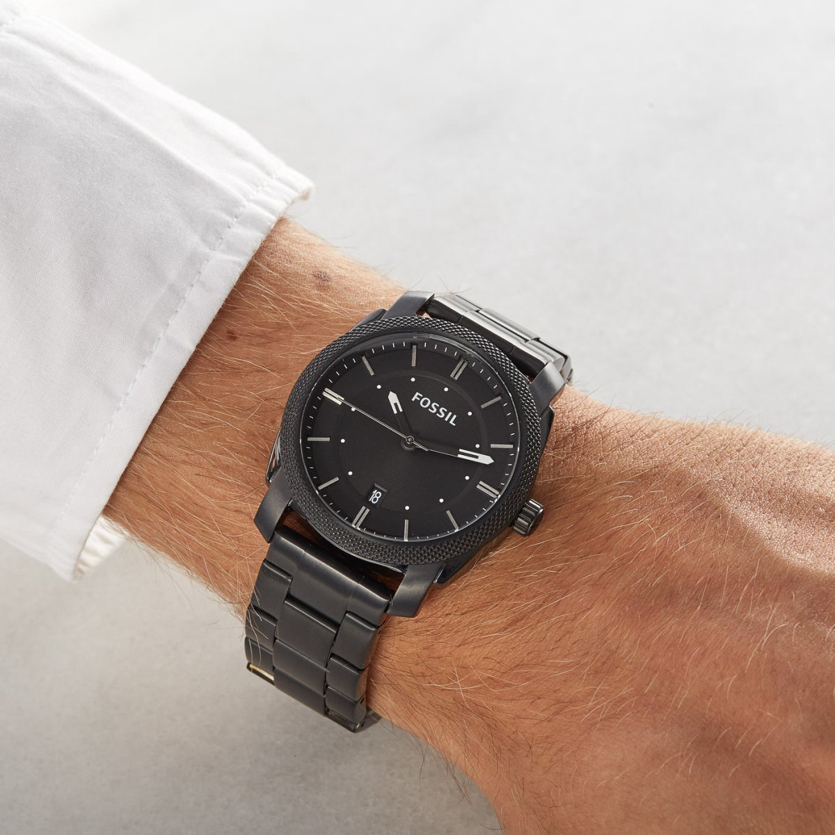 Fossil Machine Black Round Stainless Steel Men's Watch - FS4775 | Time Watch Specialists