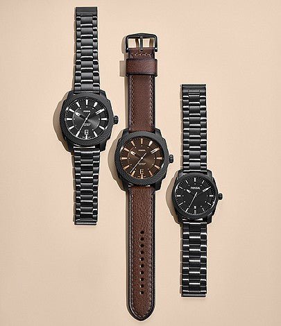 Fossil Machine Three-Hand Date Black Stainless Steel Men's Watch | FS5971 | Time Watch Specialists