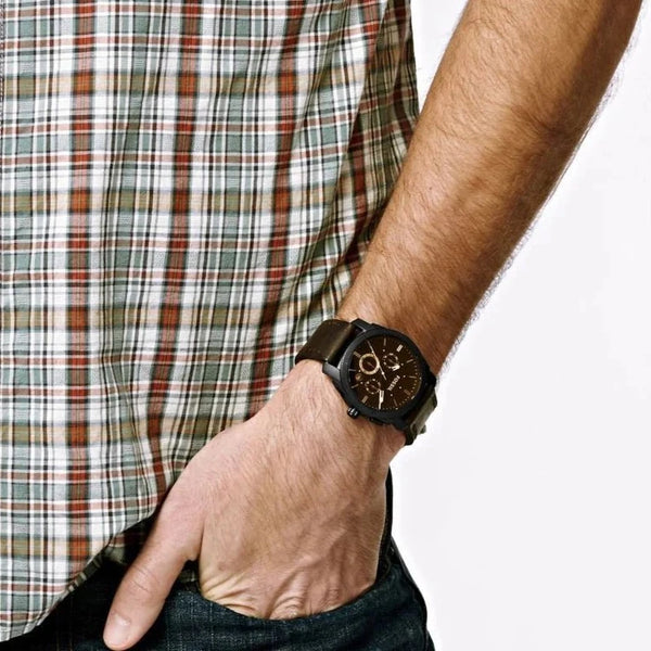 Machine chronograph 2025 black leather watch