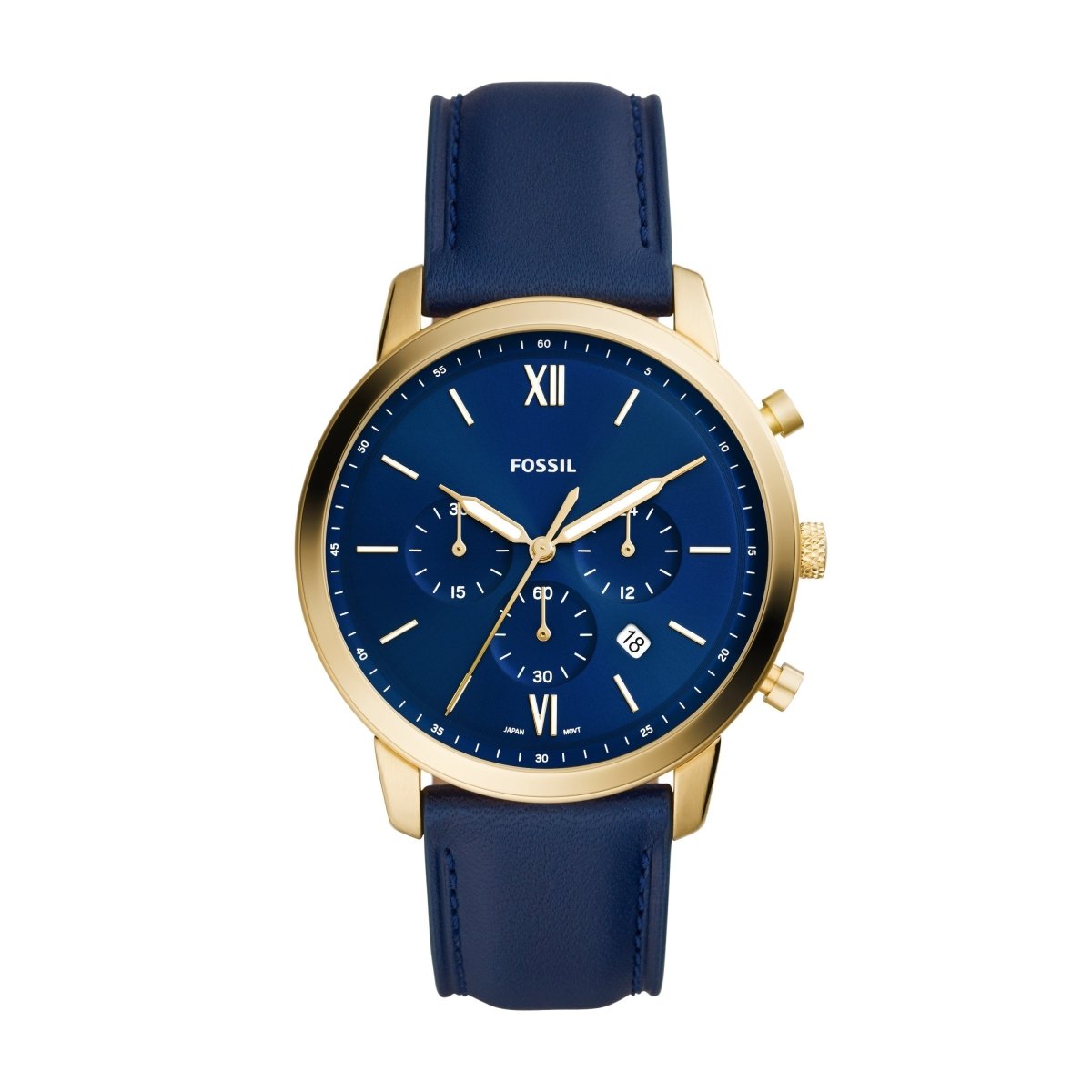 Fossil Neutra Chronograph Navy Leather Men's Watch - FS5790 | Time Watch Specialists