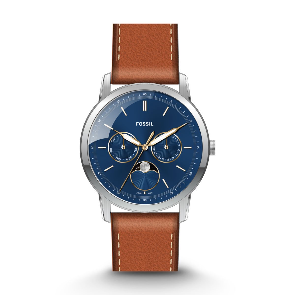Fossil Neutra Minimalist Multifunction Brown Leather Men's Watch - FS5903 | Time Watch Specialists