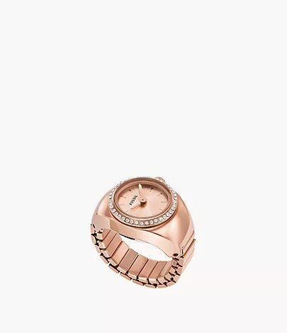 Fossil Ring Two-Hand Rose Gold-Tone Stainless Woman's Watch Steel | ES5320 | Time Watch Specialists