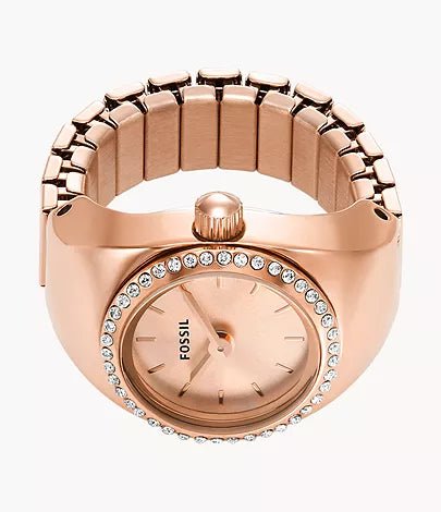 Fossil Ring Two-Hand Rose Gold-Tone Stainless Woman's Watch Steel | ES5320 | Time Watch Specialists