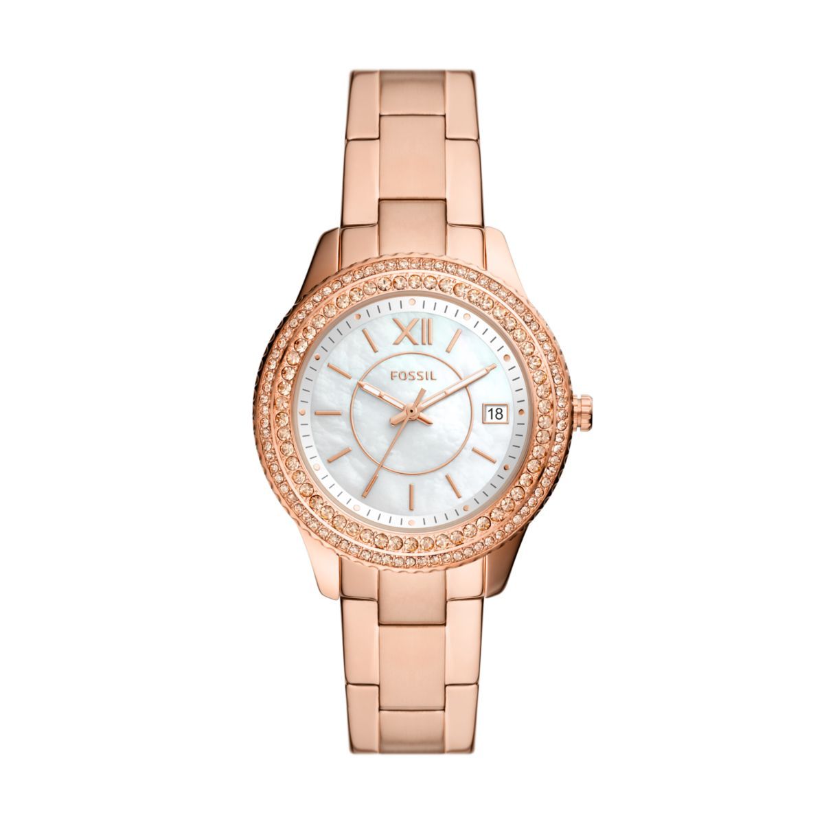 Fossil Stella Three-Hand Date Rose Gold-Tone Women's Watch - ES5131 | Time Watch Specialists