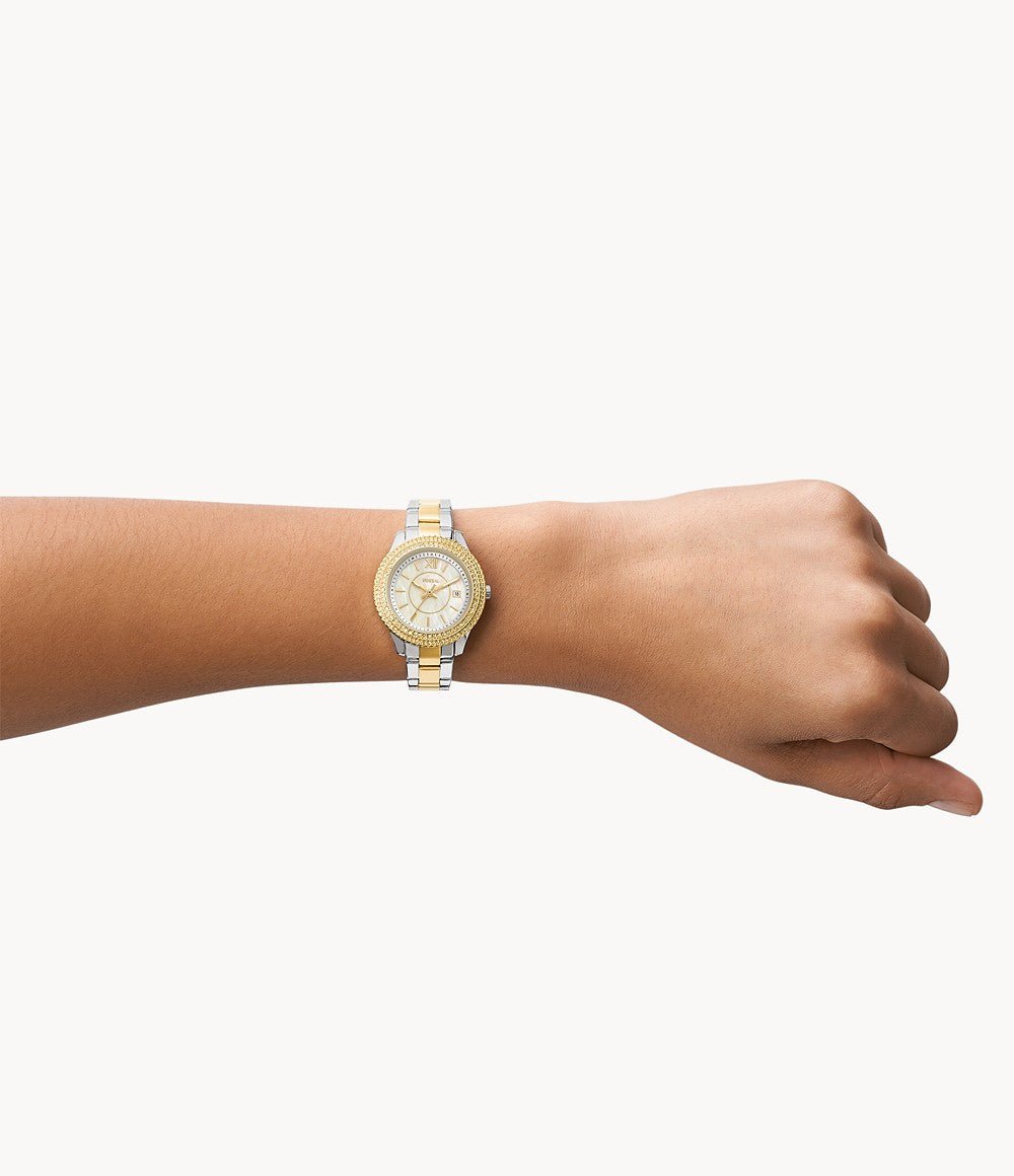 Fossil Stella Three-Hand Date Two-Tone Stainless Steel Watch - ES5138 | Time Watch Specialists