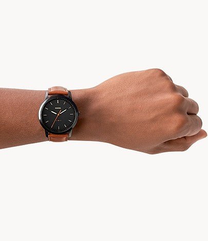 Fossil The Minimalist 3H Black Round Leather Men's Watch | FS5305 | Time Watch Specialists