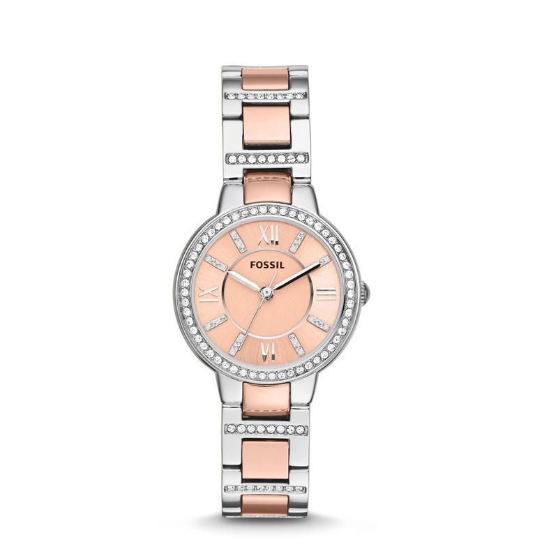 Fossil Virginia Two Tone Silver/Rose Gold Watch - ES3405 | Time Watch Specialists