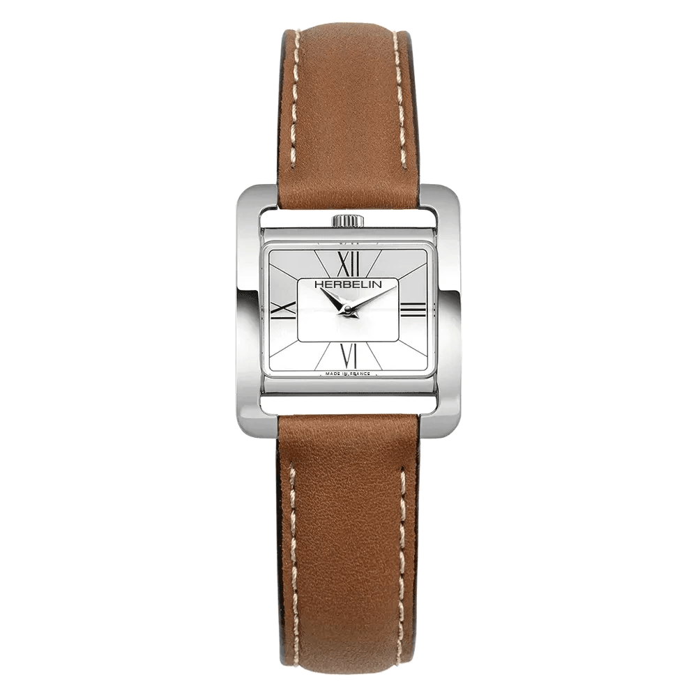 HERBELIN 5th Avenue Champagne Dial and White Leather 29mm Women's Watch | 17137/08GO | TIME Watches
