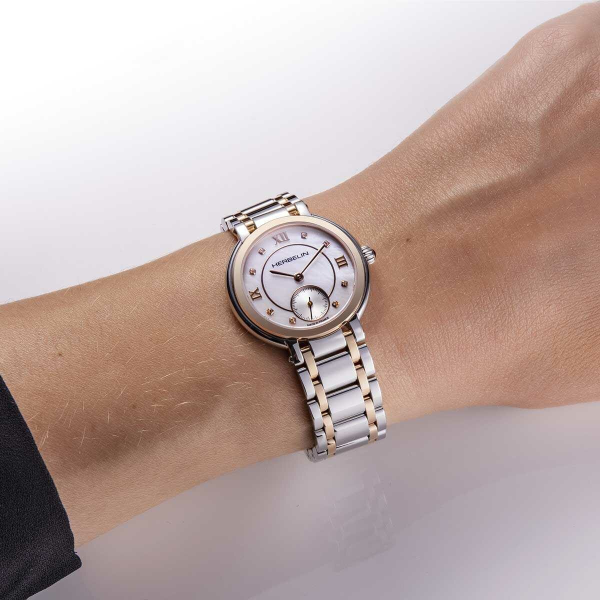 Herbelin Galet Mop & Diamond Dial Two Tone Women's Watch | 10630BT89 | Time Watch Specialists