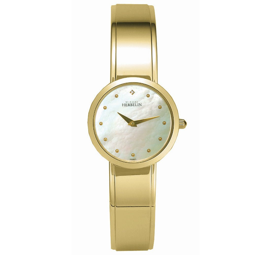 HERBELIN M - band Round Quartz Steel With Gold and Mother of Pearl 28mm Women's Watch | 17056/BP19 | TIME Watches