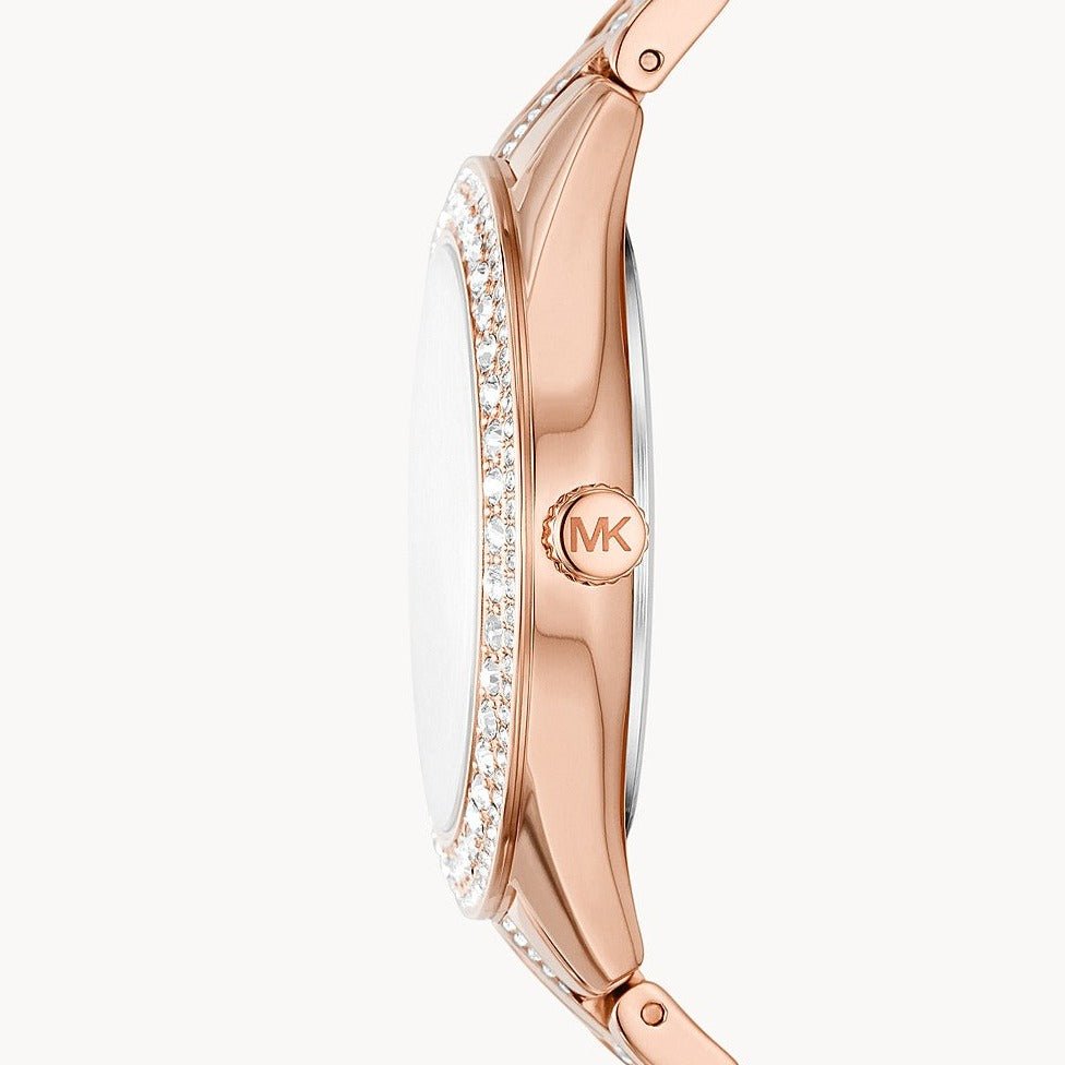 Michael Kors Harlowe Three-Hand Rose Gold-Tone Stainless Steel Women's Watch | MK4710 | Time Watch Specialists