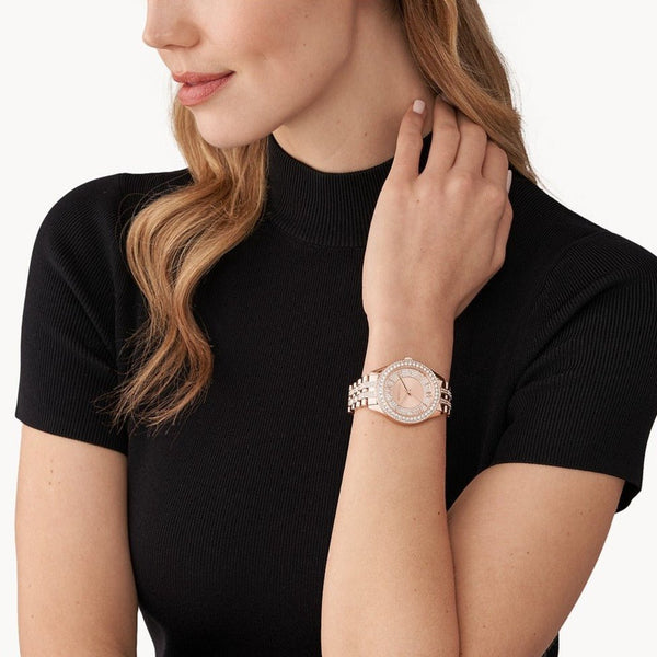 Michael Kors Harlowe Three-Hand Rose Gold-Tone Stainless Steel Women's Watch | MK4710