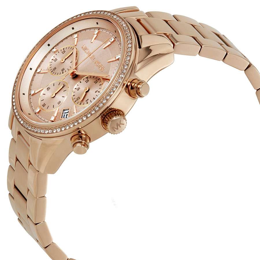 Michael Kors Ritz Rose Gold Round Stainless Steel Women's Watch - MK6357 | Time Watch Specialists