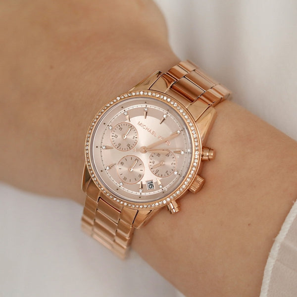 Michael Kors Ritz Rose Gold Round Stainless Steel Women's Watch | MK6357