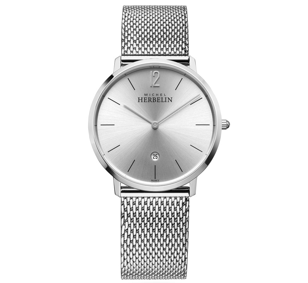 Michel Herbelin City Silver Mesh Men's Watch - 19515/11B | Time Watch Specialists