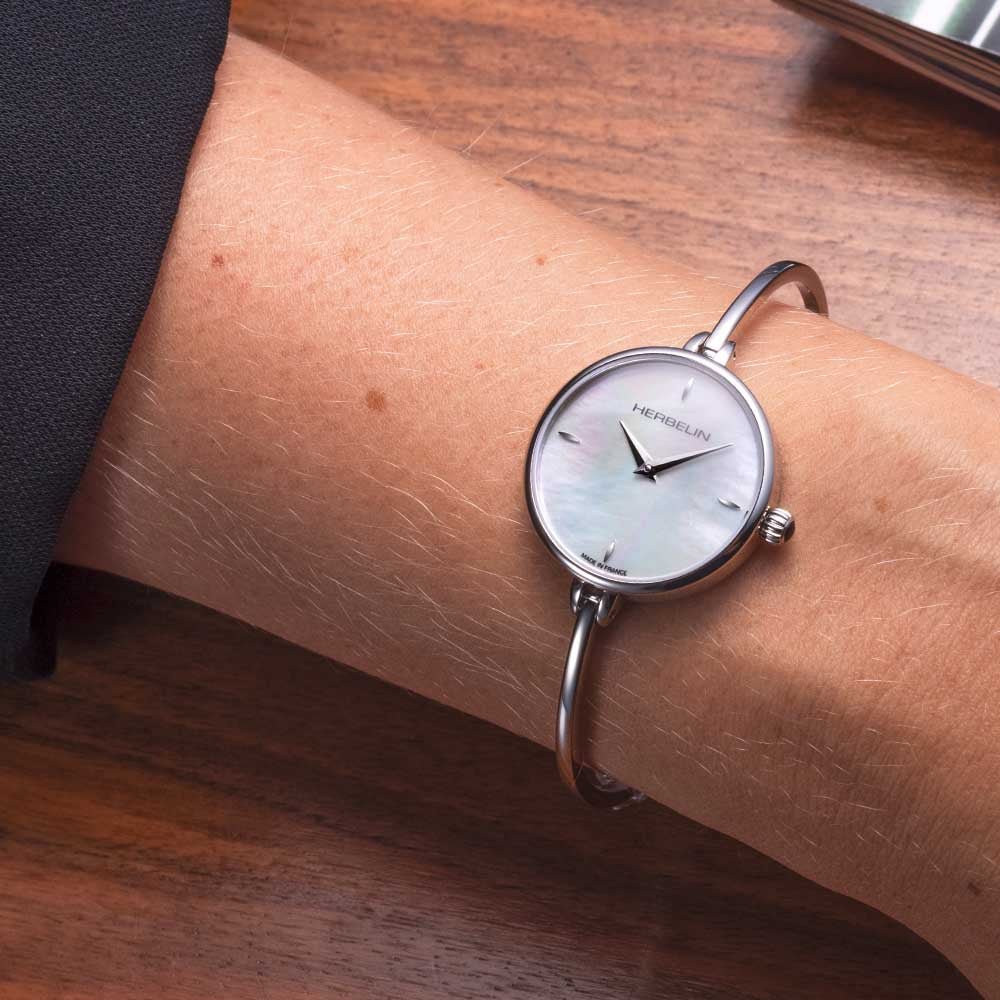 Michel Herbelin FIL Mother of Pearl Dial Bangle Women's Watch - 17206/B19 | Time Watch Specialists