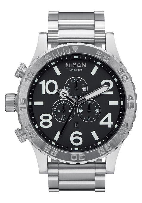 NIXON 51 - 30 Chrono Silver Dial and Silver Steel Bracelet 51mm Men's Watch | A083510 - 00 | TIME Watches