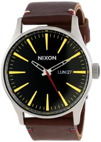 NIXON Sentry Leather Black Dial and Black Leather 42mm Men's Watch - view 32