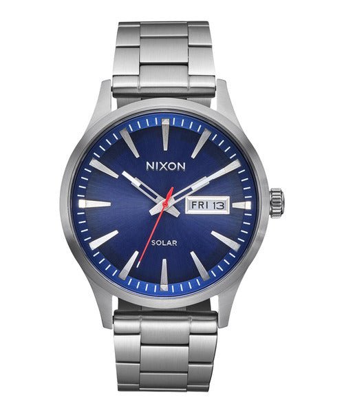 NIXON Sentry Solar Navy Sunray / Silver Stainless Steel Men's Watch | A13465091-00 | Time Watch Specialists
