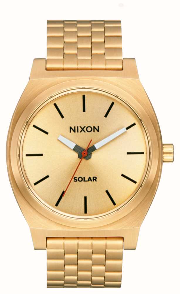 Nixon Time Teller Solar Gold Dial Stainless Steel Bracelet Unisex Watch | A1369510-00 | Time Watch Specialists